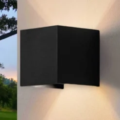 Applique Da Esterno-IsyLuce applique da esterno led 6w 4000k cubo nero