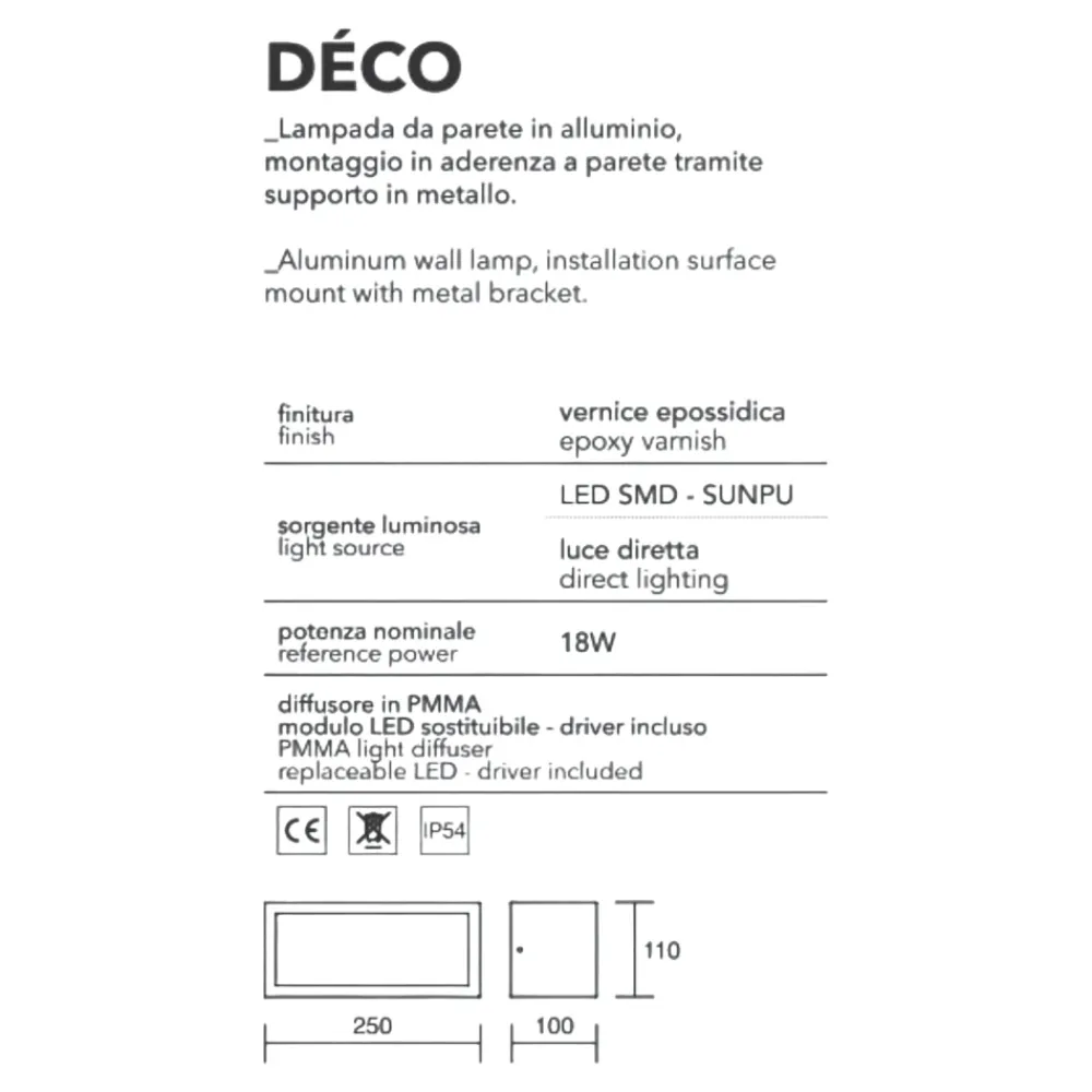 Applique Da Esterno-IsyLuce applique da esterno led 18w 4000k ip54 deco antracite