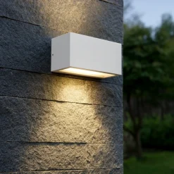 Applique Da Esterno-IsyLuce applique da esterno moderna bianco rettangolare
