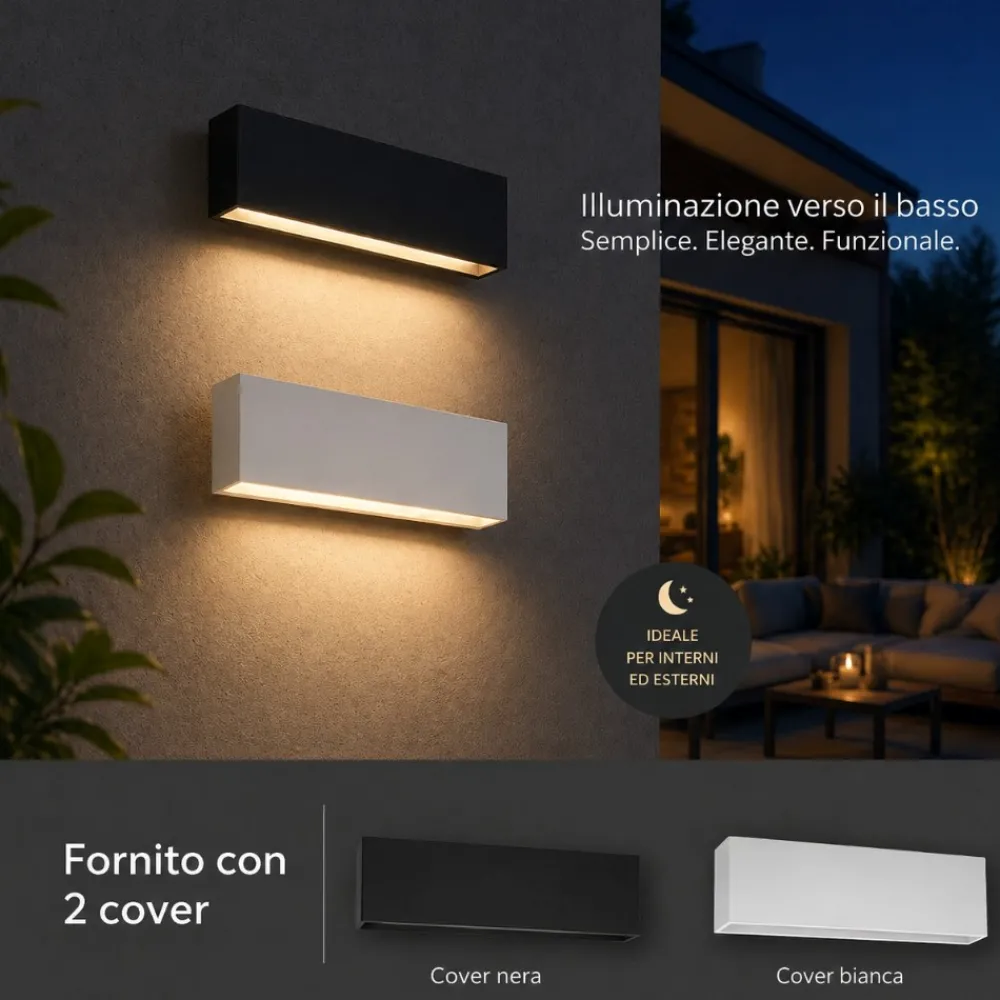 Applique Da Esterno-IsyLuce applique da esterno 6w 4000k cover antracite bianco