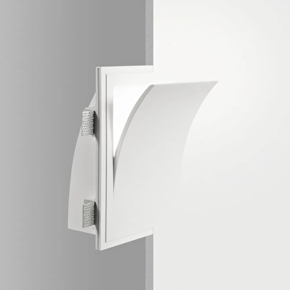 Applique Da Parete-IsyLuce applique da incasso vela gesso a scomparsa bianca