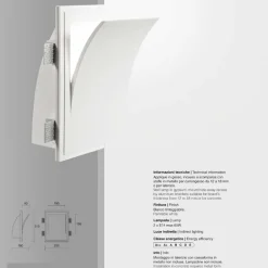 Applique Da Parete-IsyLuce applique da incasso vela gesso a scomparsa bianca