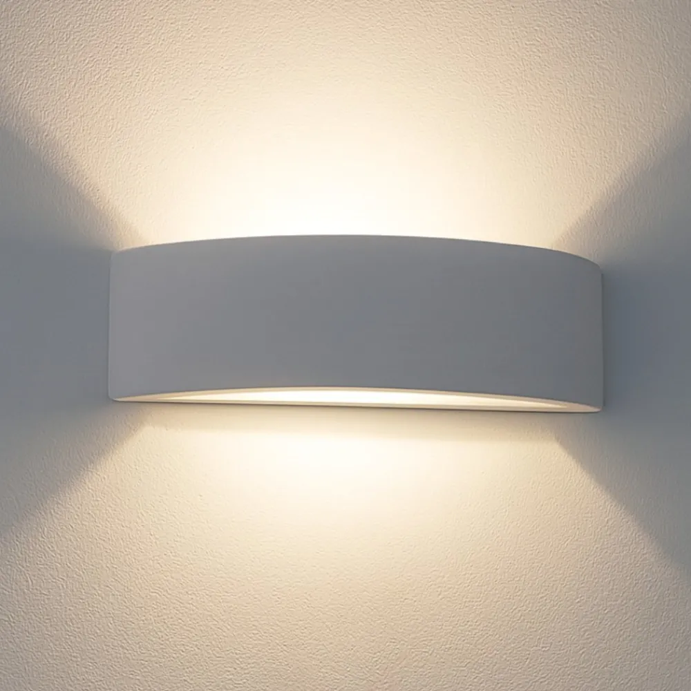 Applique Da Parete-IsyLuce applique di gesso curvo bianco