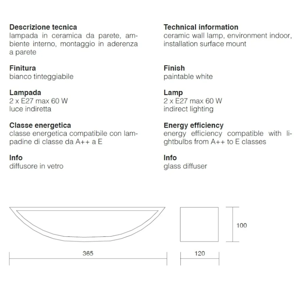 Applique Da Parete-IsyLuce applique di gesso curvo bianco