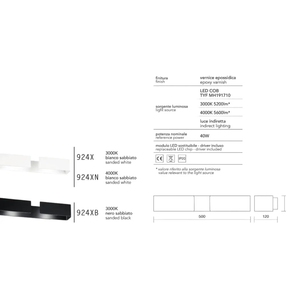 Applique Da Parete-IsyLuce applique graffa nero led design moderna 40w 3000k
