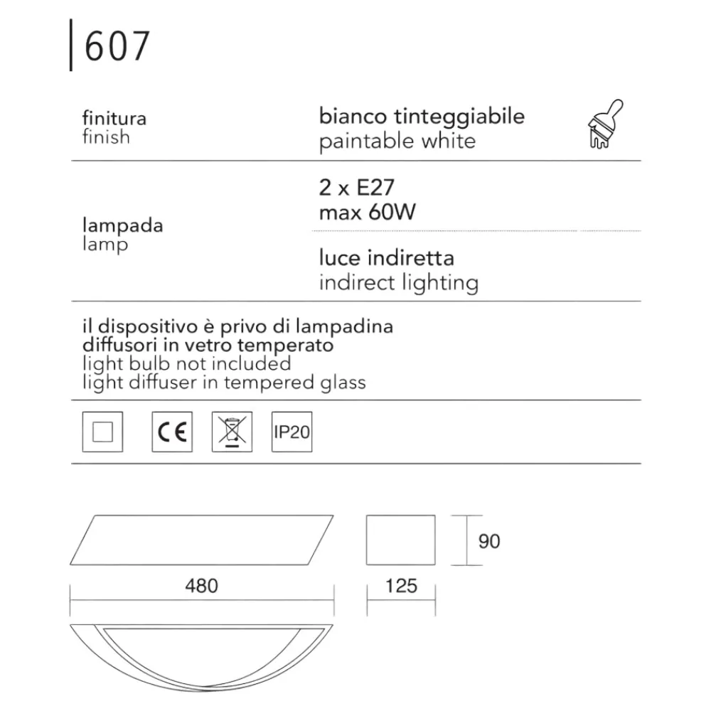 Applique Da Parete-IsyLuce applique in gesso bianco curvo