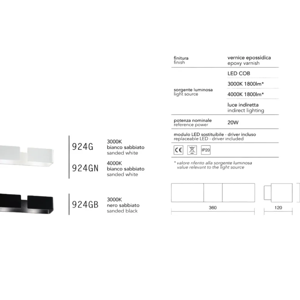 Applique Da Parete-IsyLuce applique led 20w 3000k design moderno bianco