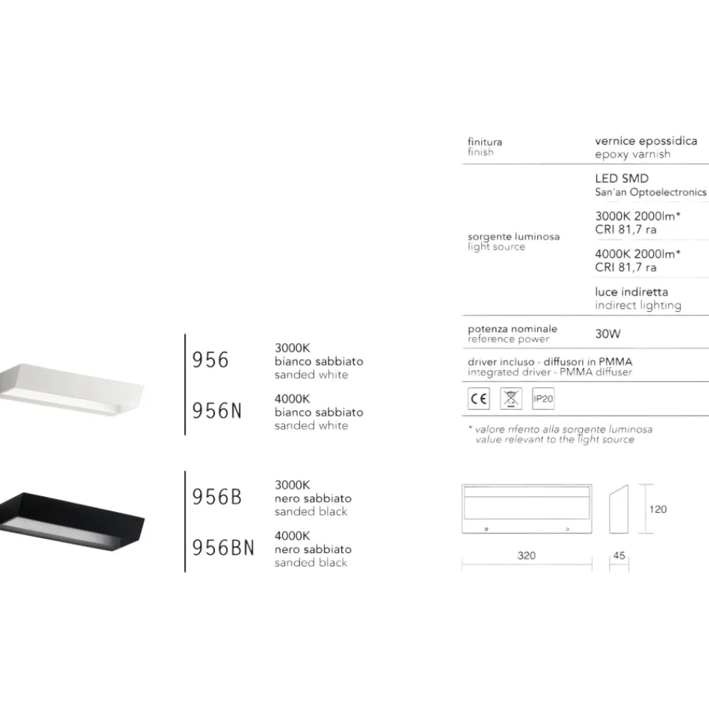 Applique Da Parete-IsyLuce applique led 30w 3000k 4000k bianco moderna