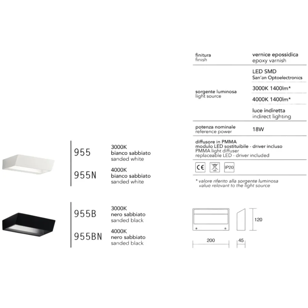 Applique Da Parete-IsyLuce applique led 18w 3000k 4000k moderno nero design