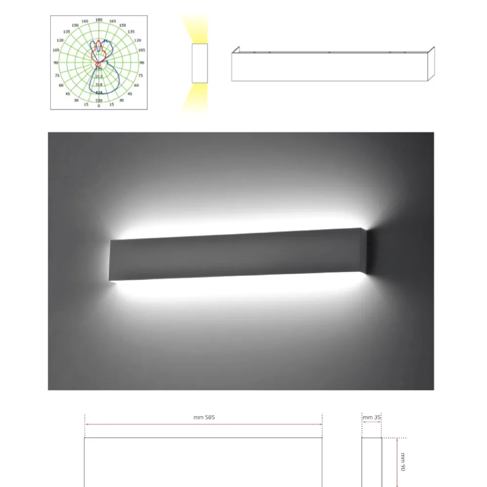 Applique Da Parete-IsyLuce applique led 24w 4000k moderno bianco rettangolare