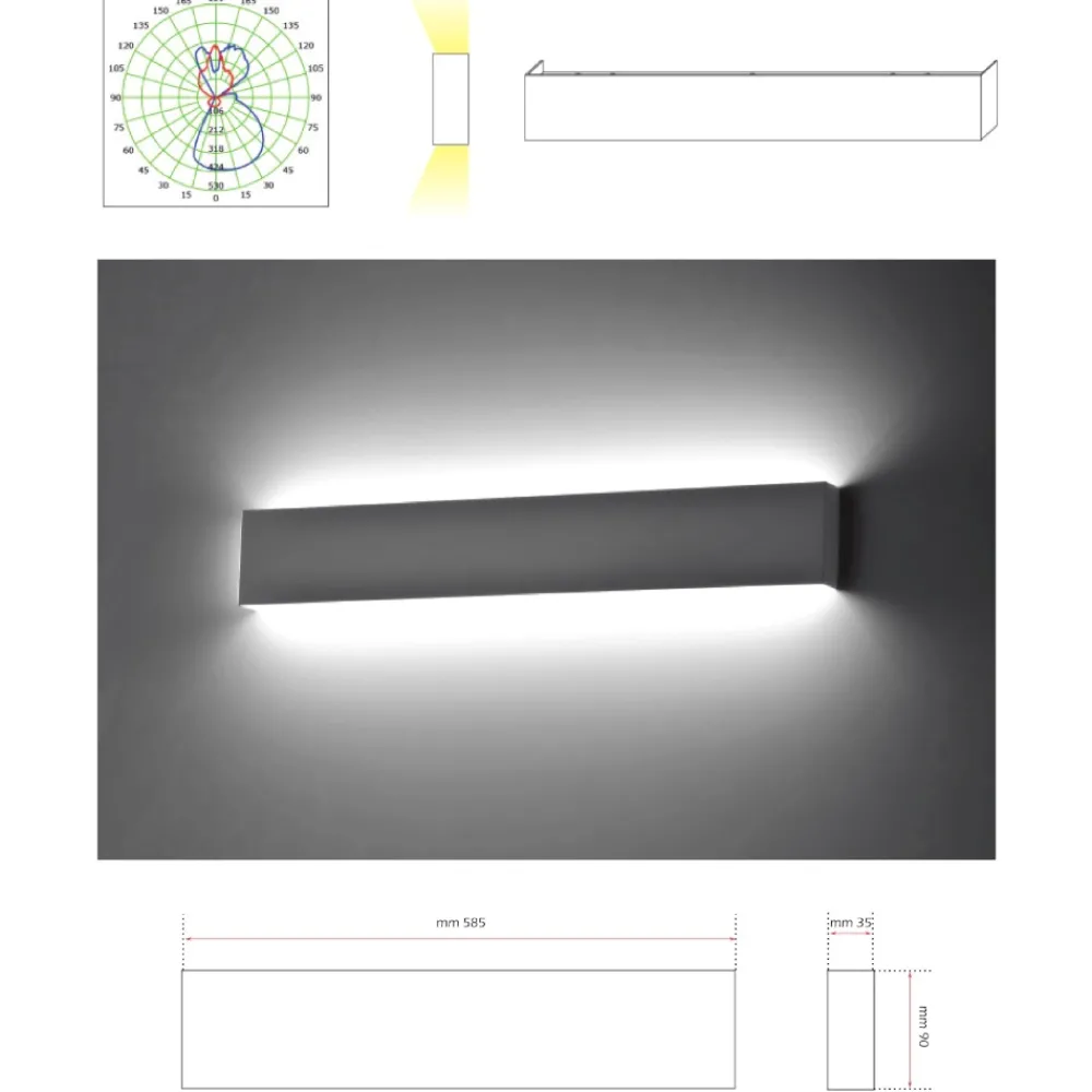 Applique Da Parete-IsyLuce applique led 24w 3000k moderna bianco
