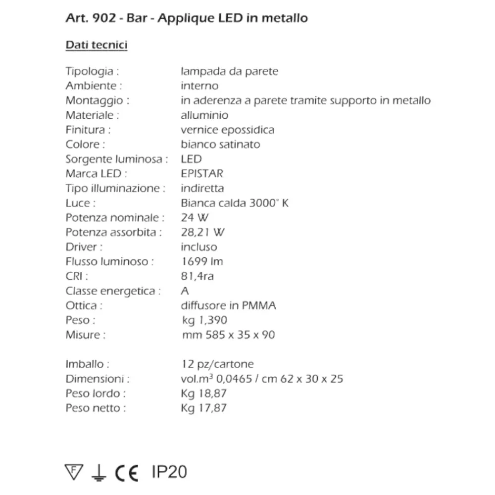Applique Da Parete-IsyLuce applique led 24w 3000k moderna bianco