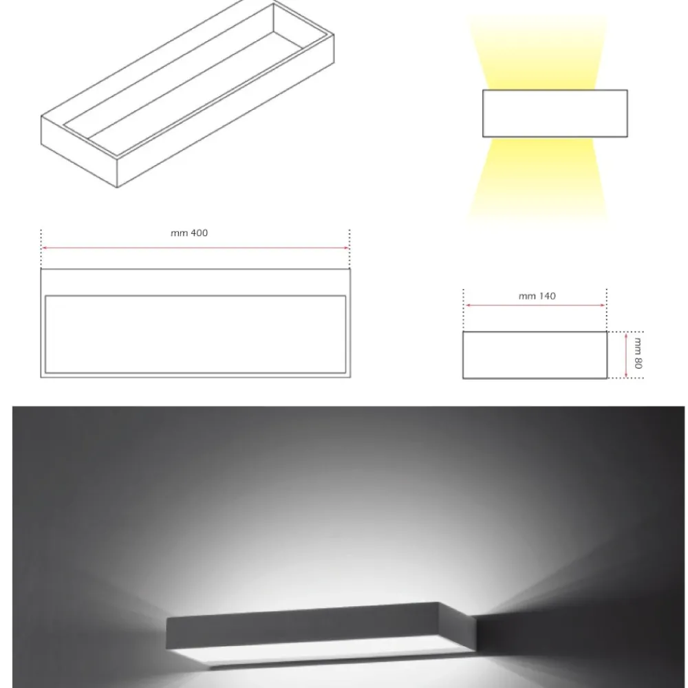 Applique Da Parete-IsyLuce applique led 12w 3000k moderna bianco squadrata