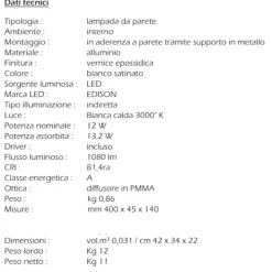 Applique Da Parete-IsyLuce applique led 12w 3000k moderna bianco squadrata
