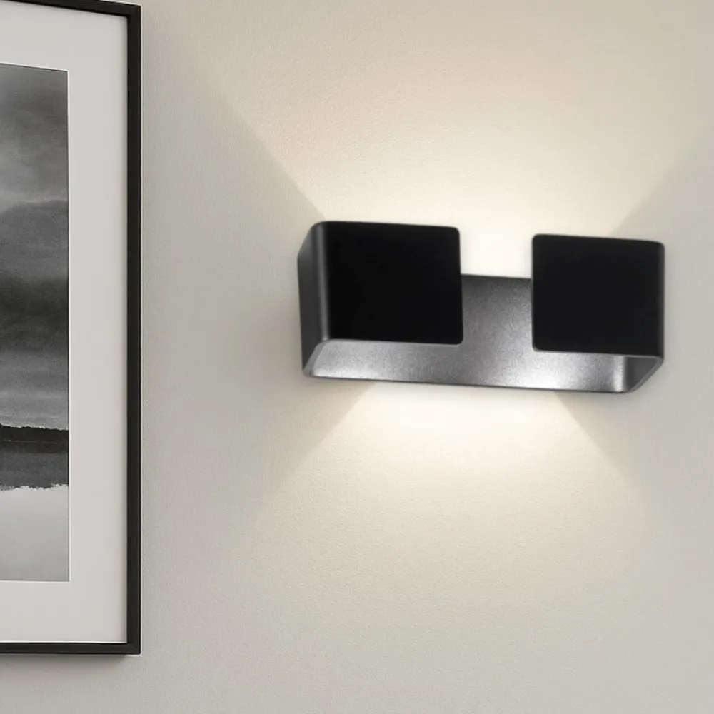Applique Da Parete-IsyLuce applique led 10w 3000k nero design moderna
