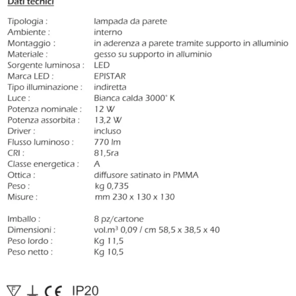 Applique Da Parete-IsyLuce applique led 12w 3000k rotondo in gesso bianco