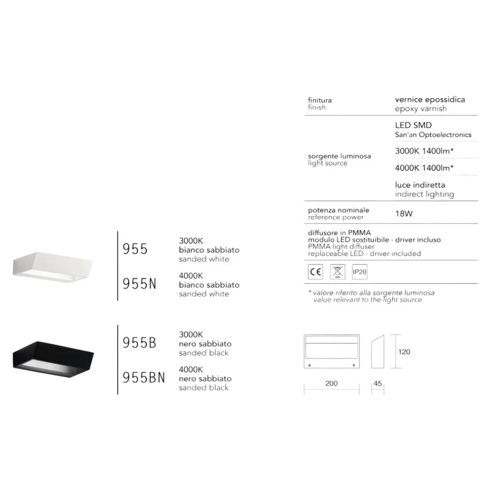 Applique Da Parete-IsyLuce applique moderna bianca led 18w 4000k