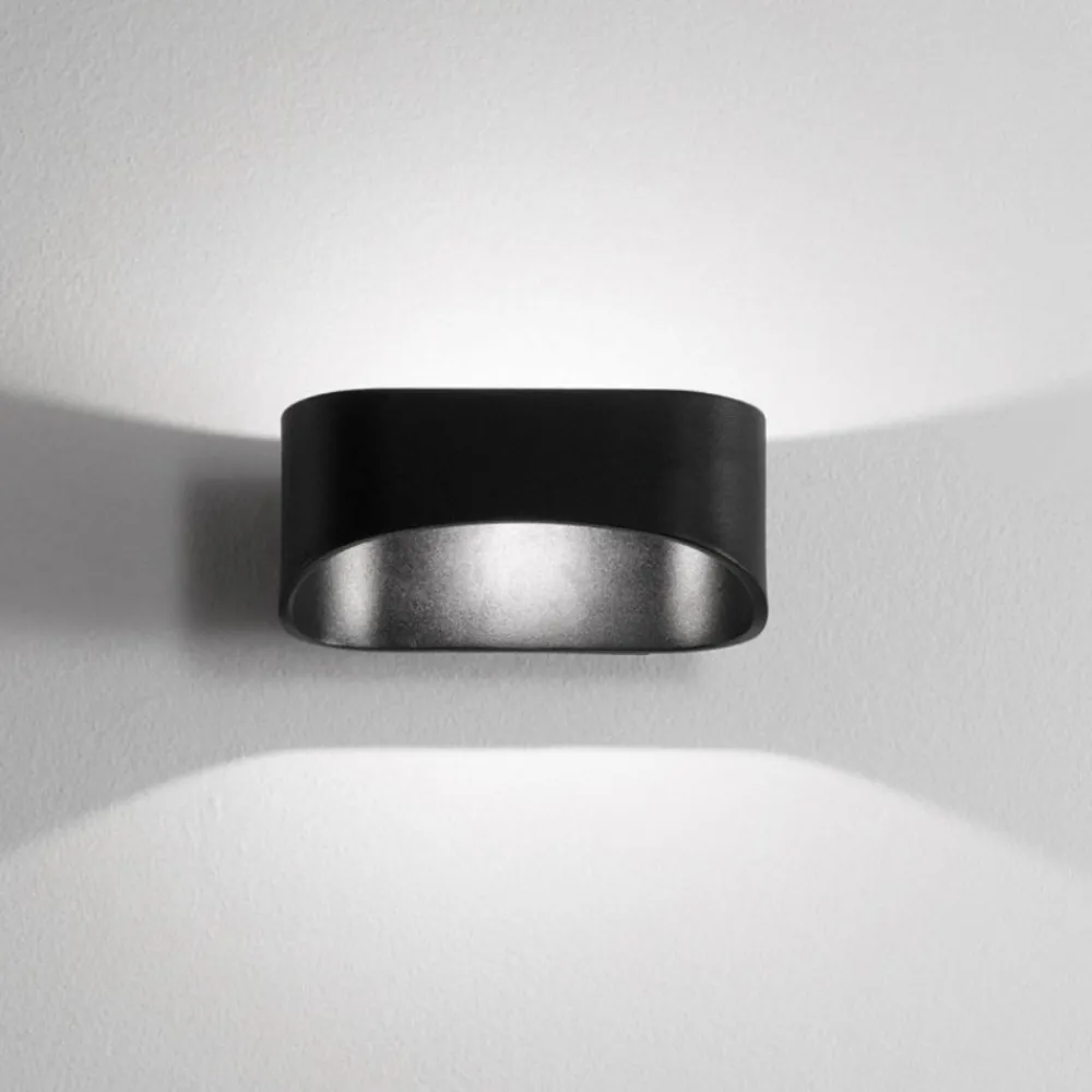 Applique Da Parete-IsyLuce applique moderna nera led 10w 4000k design tondo