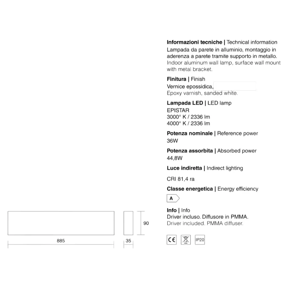 Applique Da Parete-IsyLuce applique nero led 36w 3000k moderna rettangolare