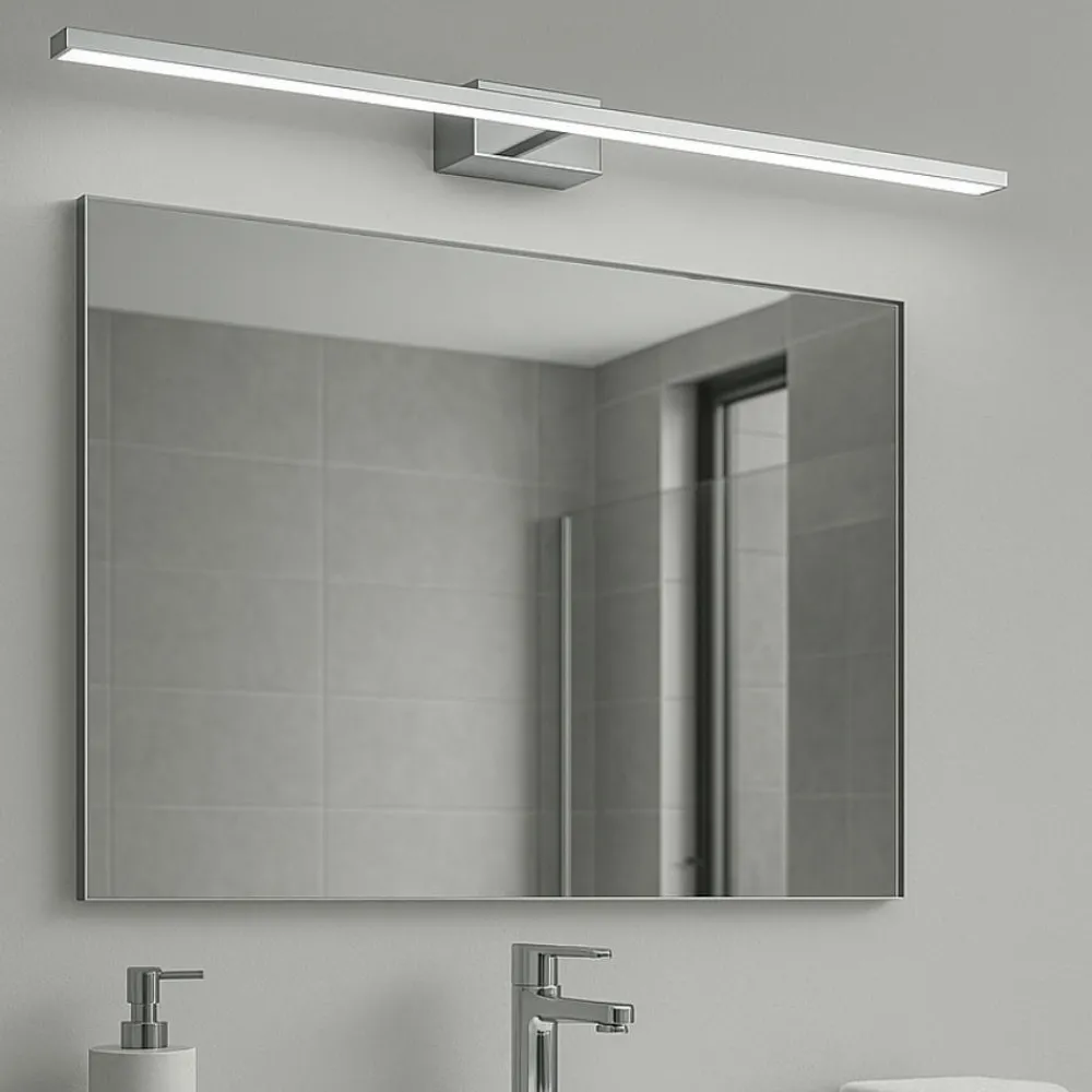 Applique Da Bagno-IsyLuce applique specchio da bagno 12w 3000k squadrato cromo