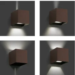 Applique Da Esterno-IsyLuce applique 6w cubo corten 3000k per esterno