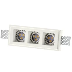 Faretti Da Incasso-IsyLuce cestello faretto gesso da incasso 3 luci rettangolare
