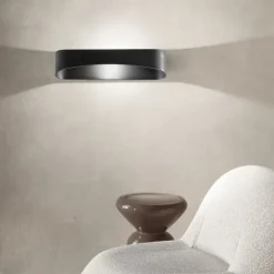 Applique Da Parete-IsyLuce drappo applique nero moderno design led 36w 3000k