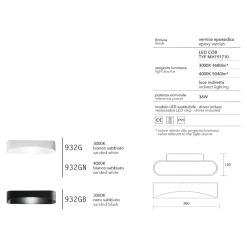Applique Da Parete-IsyLuce drappo applique nero moderno design led 36w 3000k