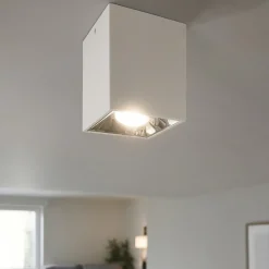 Faretti Da Soffitto-IsyLuce faretto bianco squadrato cromo fp