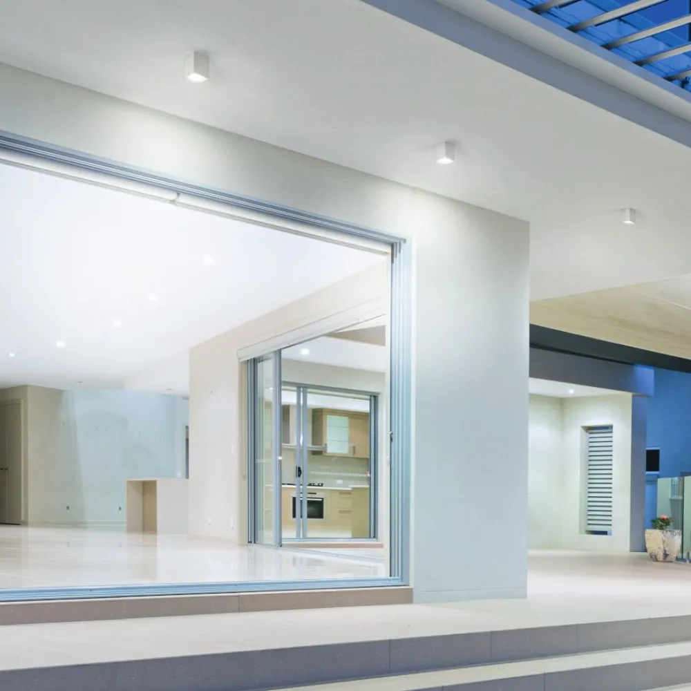 Faretti Da Esterno-IsyLuce faretto da esterno squadrato da soffitto bianco