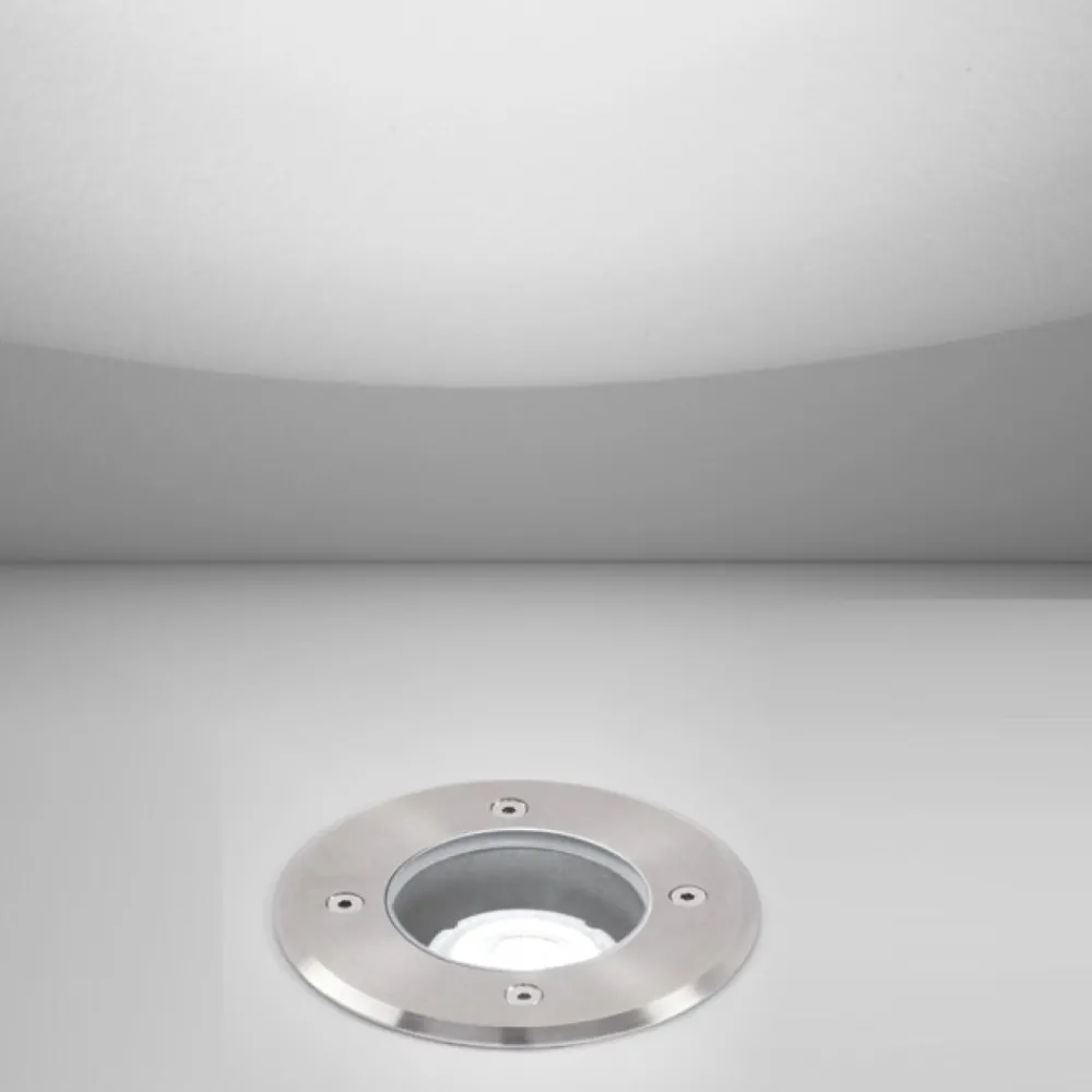 Faretti Da Esterno-IsyLuce faretto da incasso pavimento per esterno rotondo grigio