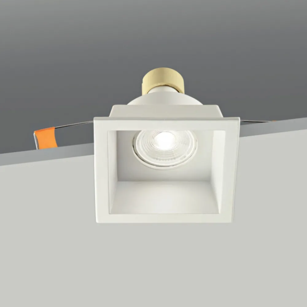 Faretti Da Incasso-IsyLuce faretto quadrato bianco da incasso per soffitto