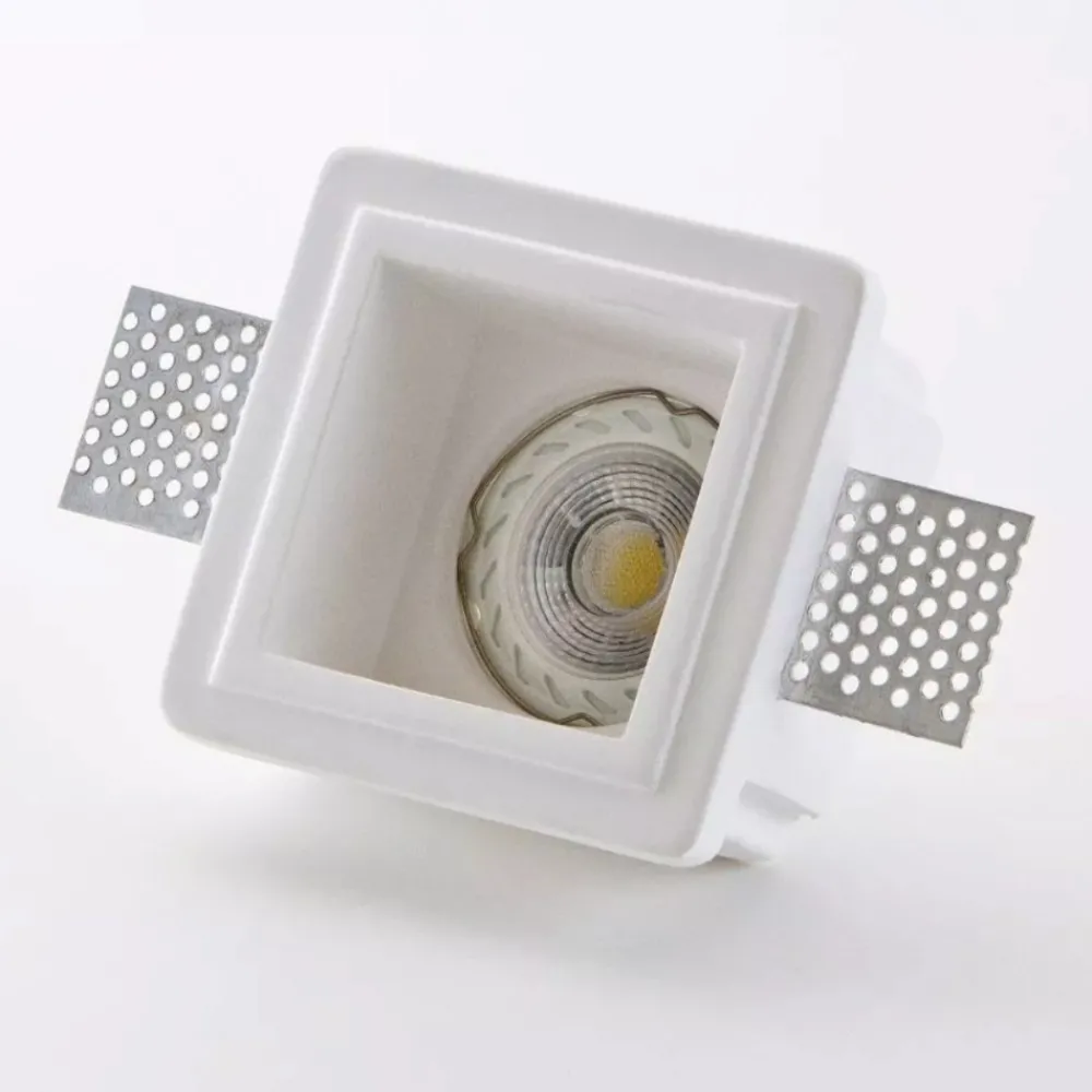 Faretti Da Incasso-IsyLuce faretto quadrato di gesso da incasso per controsoffitto