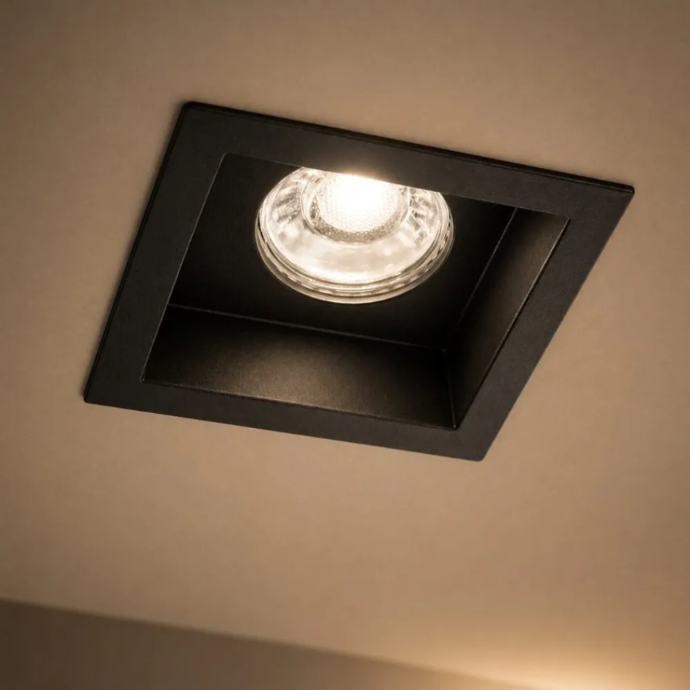 Faretti Da Incasso-IsyLuce faretto quadrato nero da incasso per controsoffitto