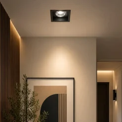 Faretti Da Incasso-IsyLuce faretto quadrato nero da incasso per controsoffitto