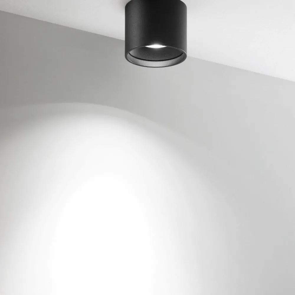 Faretti Da Soffitto-IsyLuce focus faretto led nero cilindro 16w 3000k
