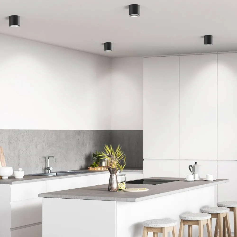 Faretti Da Soffitto-IsyLuce focus faretto led nero cilindro 16w 3000k