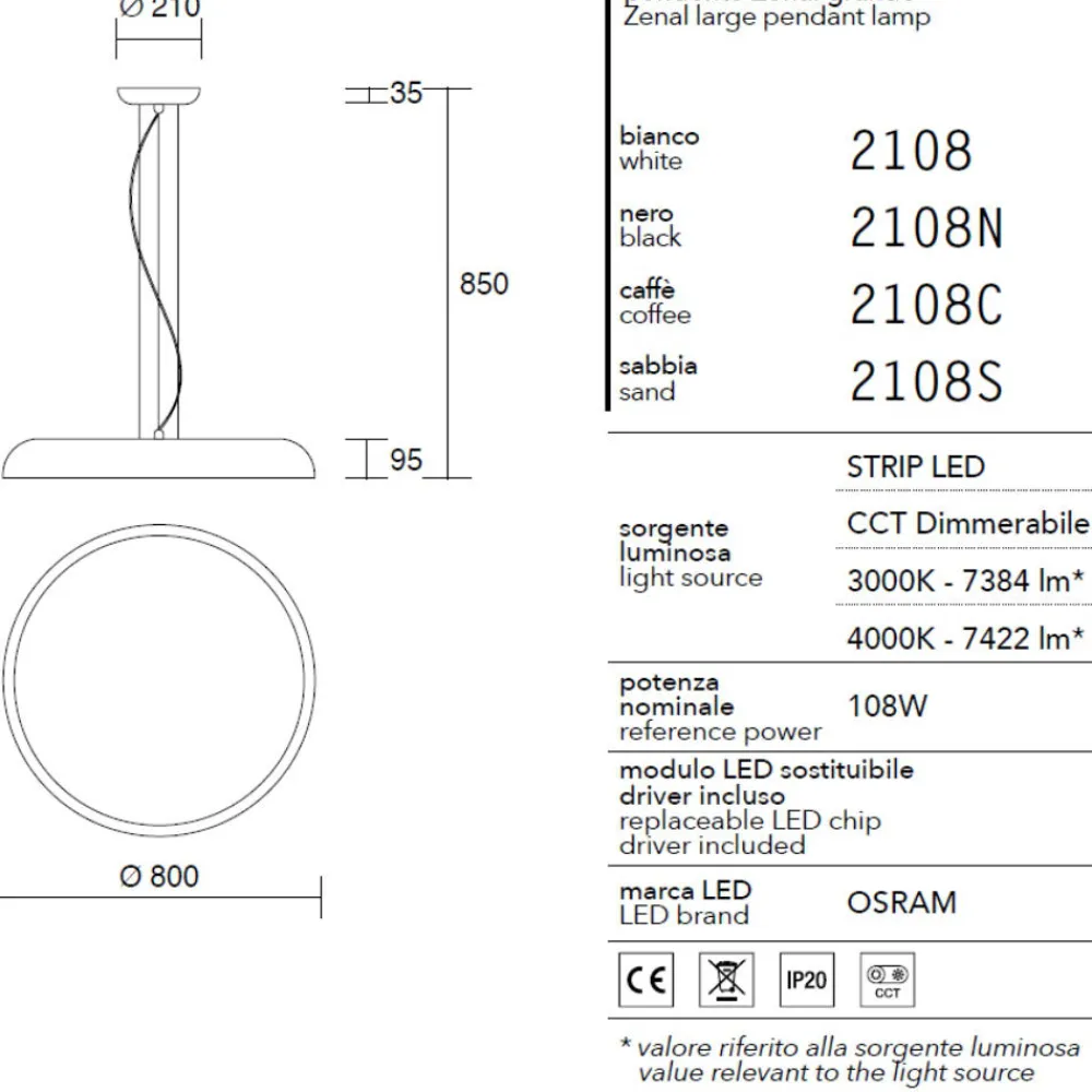 Lampadari Cucina-IsyLuce grande lampadario zenal bianco per cucina led 108w 3000k 4000k dimmerabile