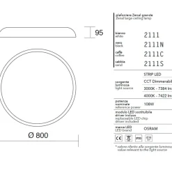 Plafoniere Moderne-IsyLuce grande plafoniera bianca zenal led 108w 3000k 4000k dimmerabile