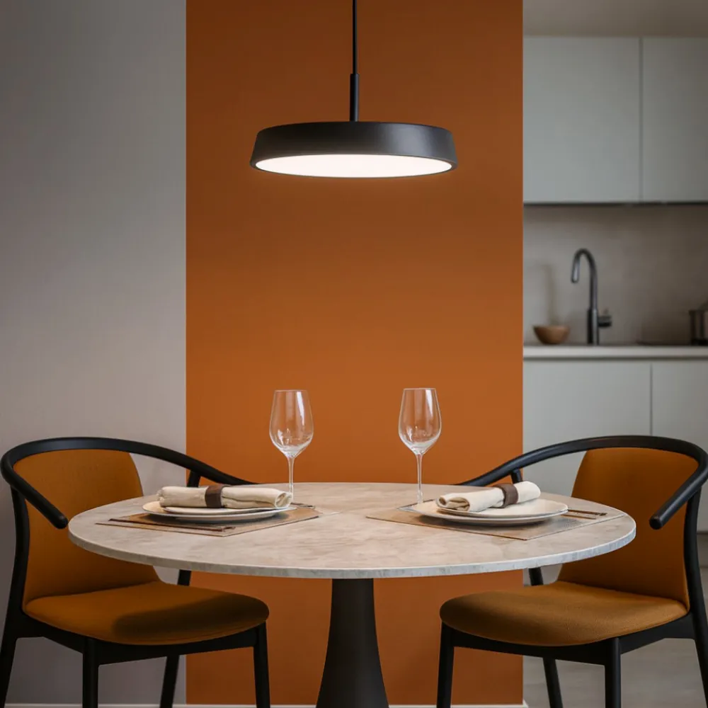 Lampadari Cucina-IsyLuce lampadario da cucina nero urban design moderno led 18w dimmerabile