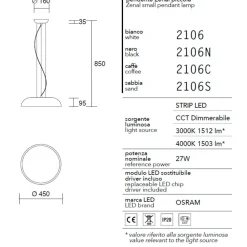 Lampadari Cucina-IsyLuce lampadario da cucina zenal bianca led 27w 3000k 4000k dimmerabile