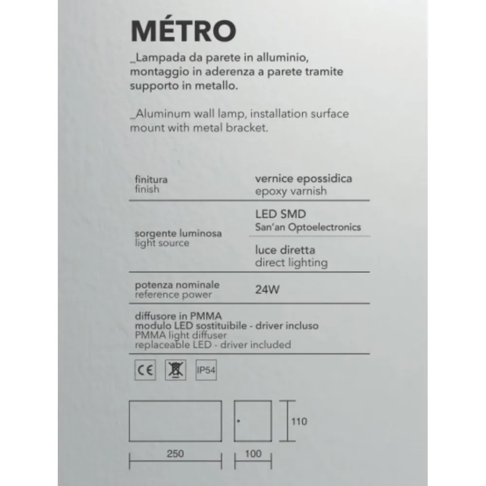 Applique Da Esterno-IsyLuce metro applique da esterno 24w 3000k antracite