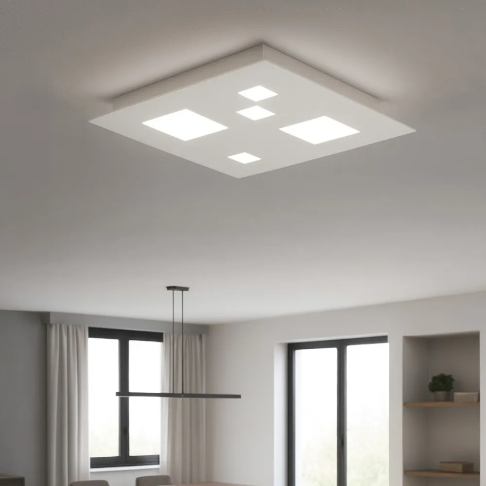 Plafoniere Moderne-IsyLuce plafoniera bianca led 25w 3000k quadrata per cucina