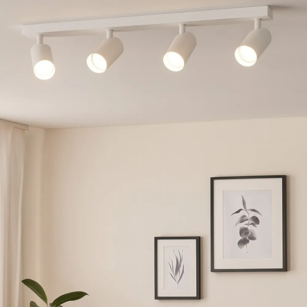 Plafoniere Moderne-IsyLuce plafoniera da cucina bianca minimal faretti orientabili