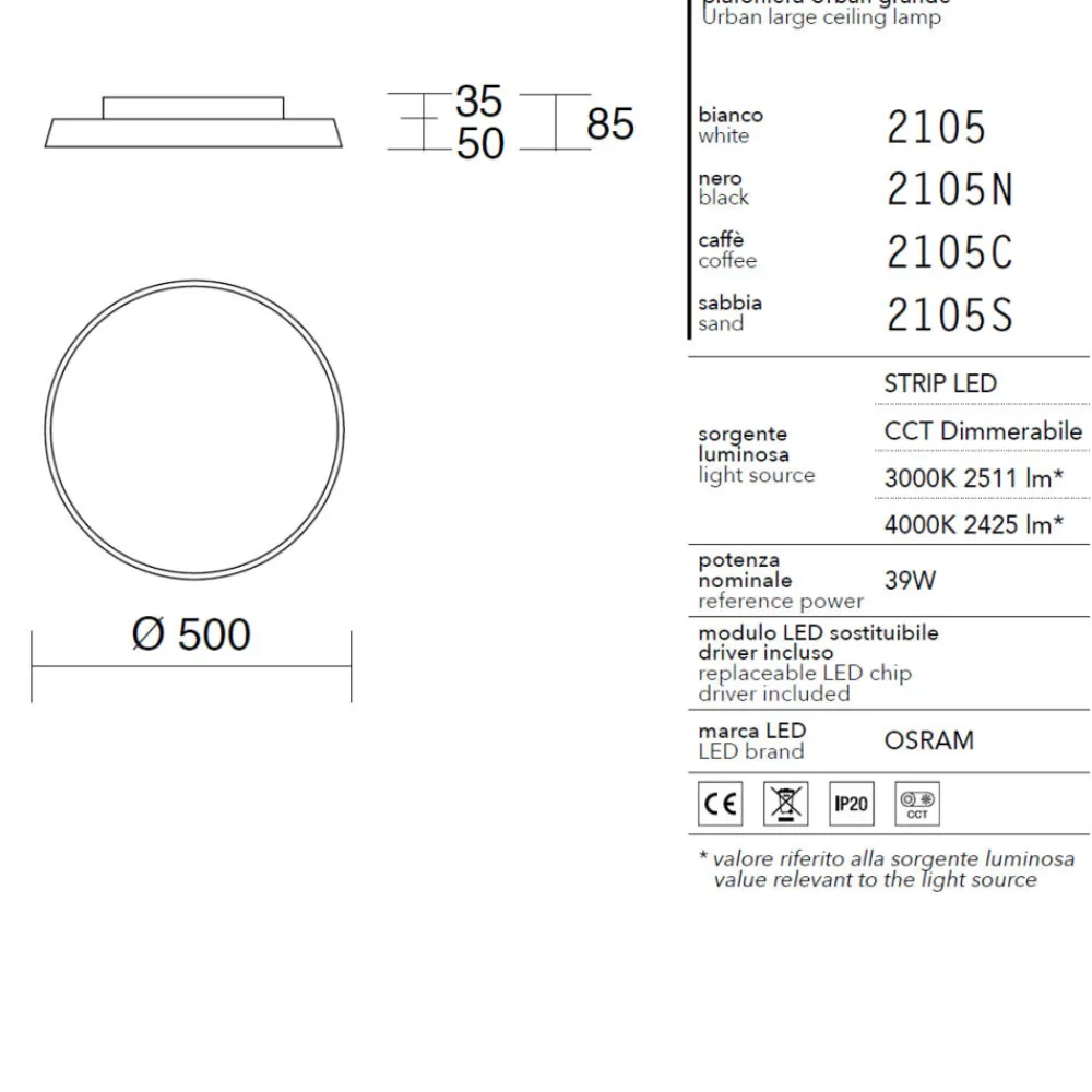 Plafoniere Moderne-IsyLuce plafoniera led 3000k 4000k marrone dimmerabile