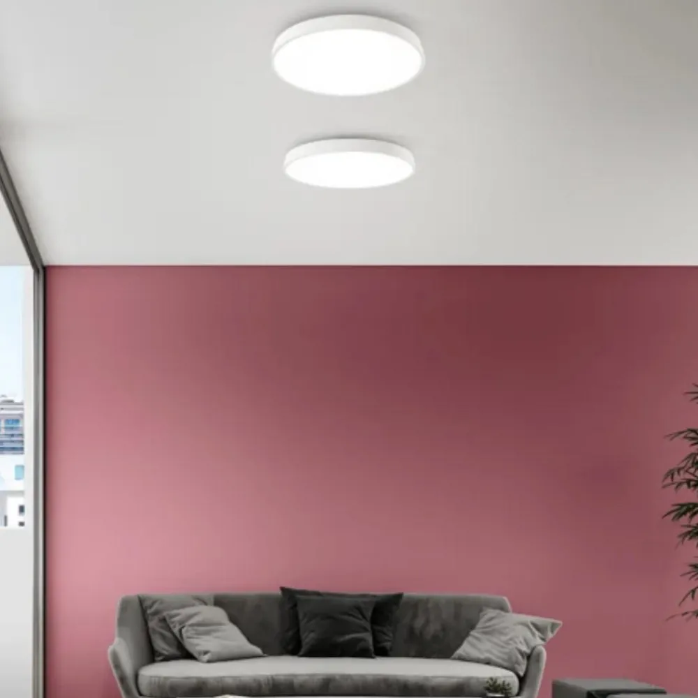 Plafoniere Moderne-IsyLuce plafoniera led 39w 3000k 4000k dimmerabile bianca rotonda