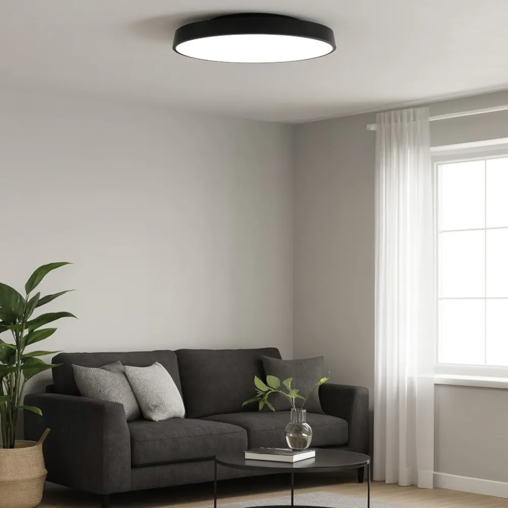 Plafoniere Moderne-IsyLuce plafoniera nera led 3000k 4000k dimmerabile