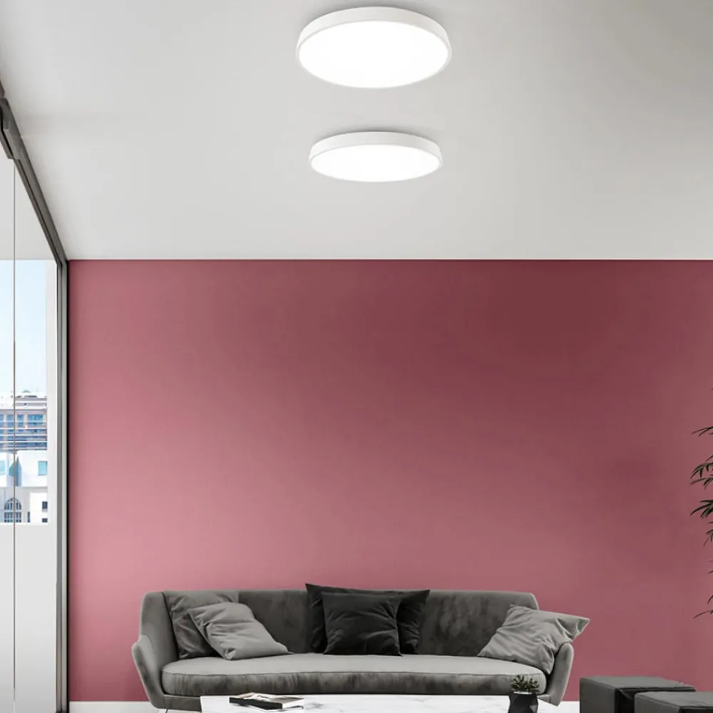 Plafoniere Moderne-IsyLuce plafoniera rotonda bianca led 42w dimmerabile 3000k 4000k