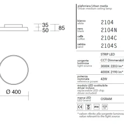 Plafoniere Moderne-IsyLuce plafoniera rotonda bianca led 42w dimmerabile 3000k 4000k