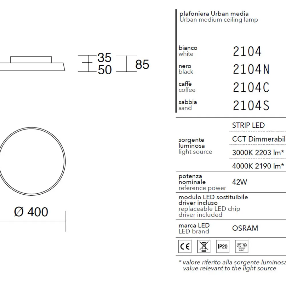 Plafoniere Moderne-IsyLuce plafoniera rotonda bianca led 42w dimmerabile 3000k 4000k
